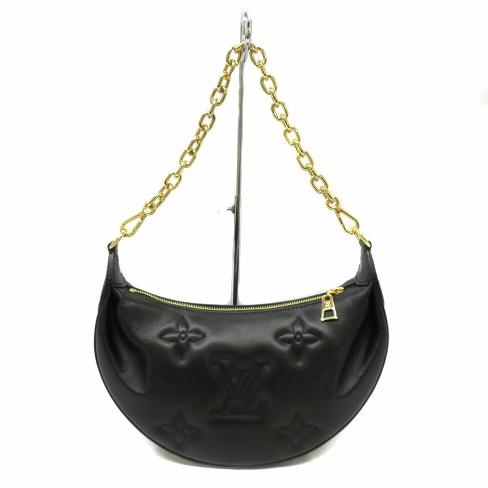 LOUIS VUITTON Over the Moon Shoulder Bag Crescent Chain Calf Black Gold Tone